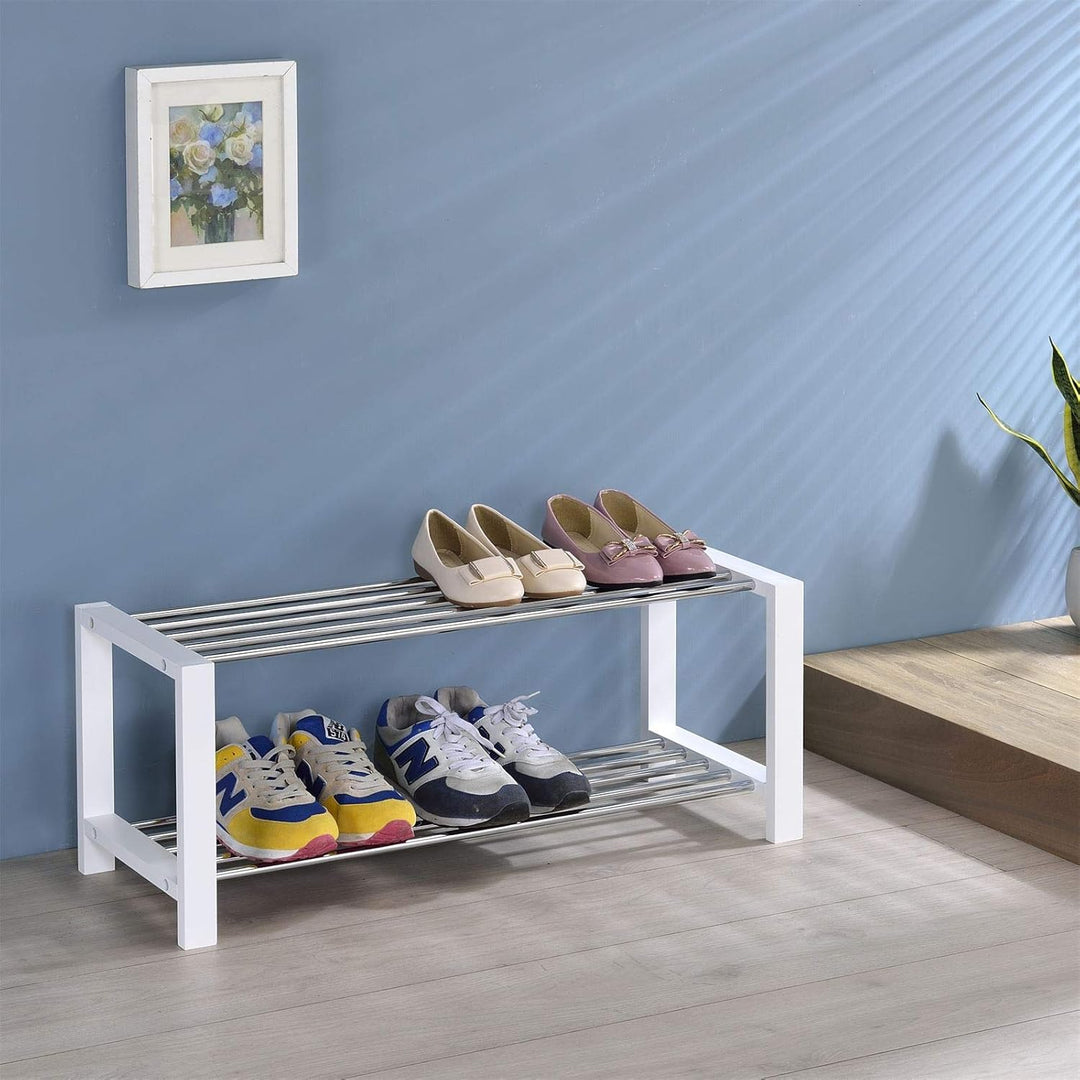 IDIMEX Schuhregal Schuhablage Schuhständer Schuhschrank Schuhbank 2 Böden in weiss 80 x 32 x 30 cm W