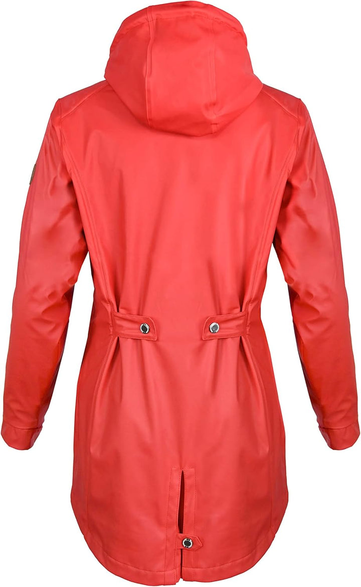 Regenliebe Damen Regenmantel Friesennerz gestreiftes Innenfutter 36 Rot, 36 Rot