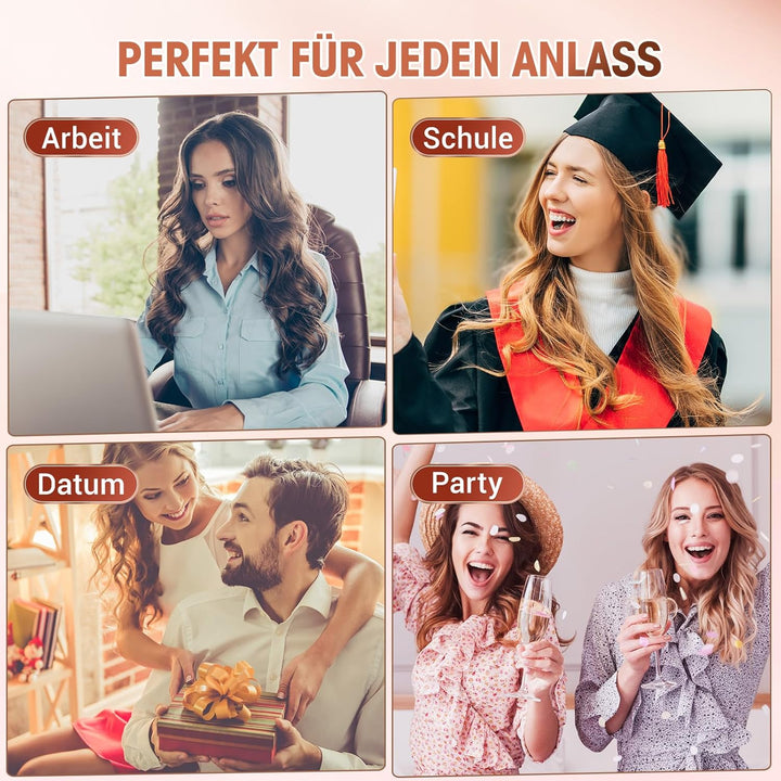 Beach Waves Lockenstab 3 Barrel - Edelstahl Heizung Wellig Lockenstab für langes & kurzes Haar, Rosa