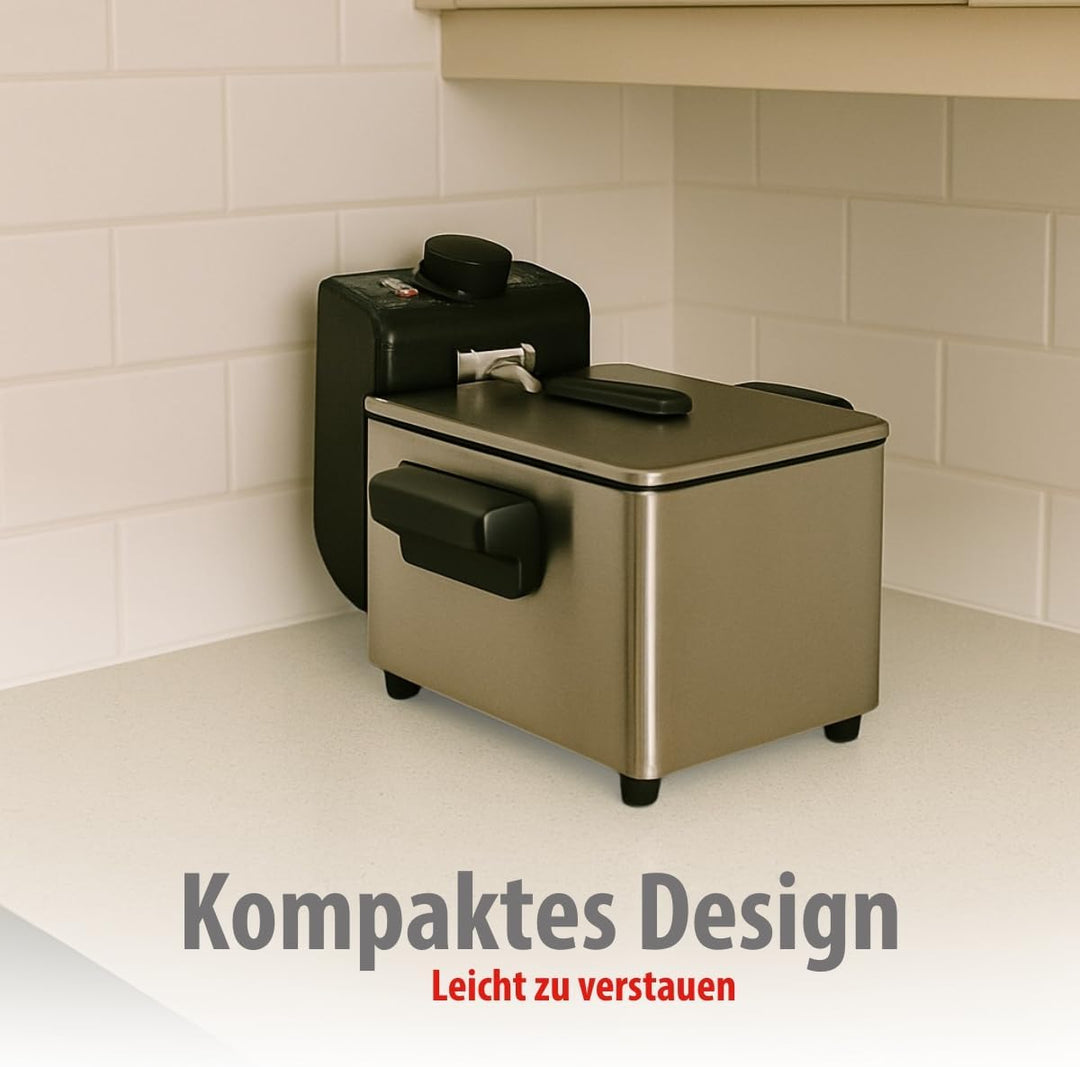 alpina Fritteuse - 3 Körbe - 5 Liter - 2000 Watt - Thermostat bis 190 °C - Anti-Heizung - Edelstahl