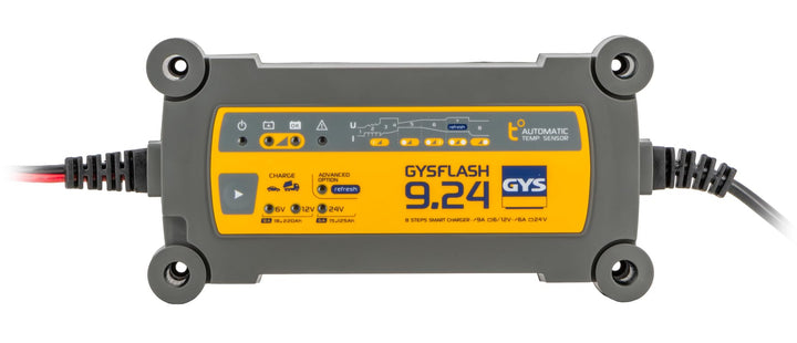 GYS – GYSFLASH 9.24 – Ladegerät/Aufrechterhaltung – Inverter – 230 V – Lieferung mit Anschlussklemm,