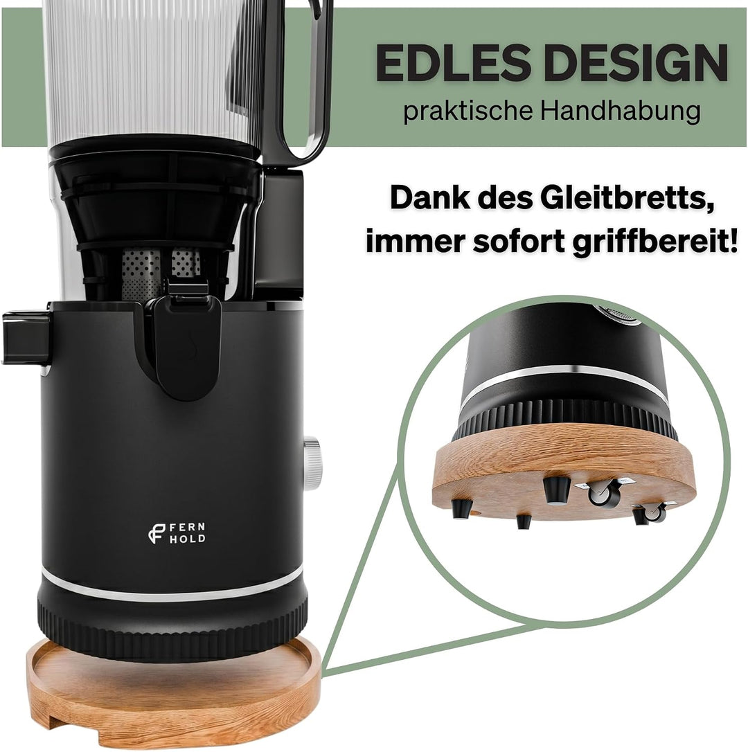 Entsafter, 250W Slow Juicer Kaltentsafter mit Holz-Untersetzern & 130 mm XXL Einfüllschacht für ganz
