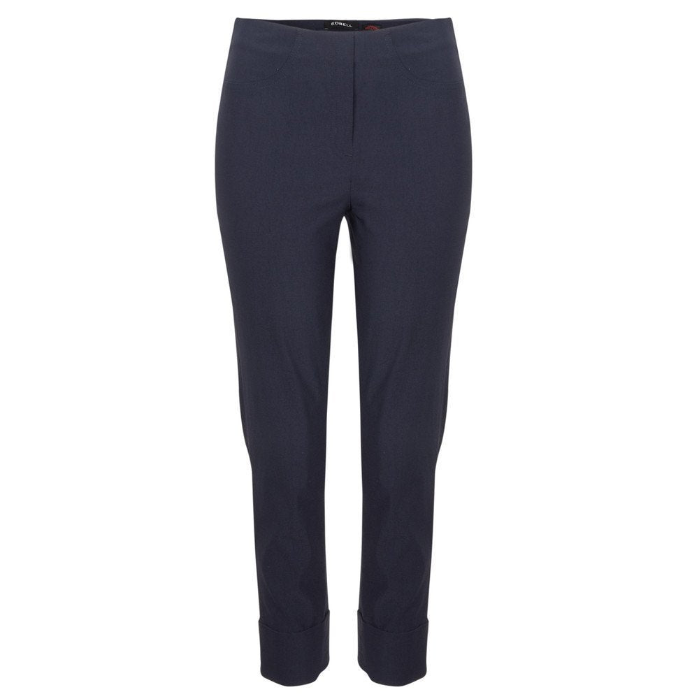 ROBELL Style BELLA09 – Bequeme, stretchige 7/8 Damenhose, Gerade geschnittenes Bein mit Aufschlag un