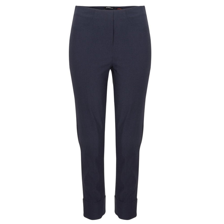ROBELL Style BELLA09 – Bequeme, stretchige 7/8 Damenhose, Gerade geschnittenes Bein mit Aufschlag un