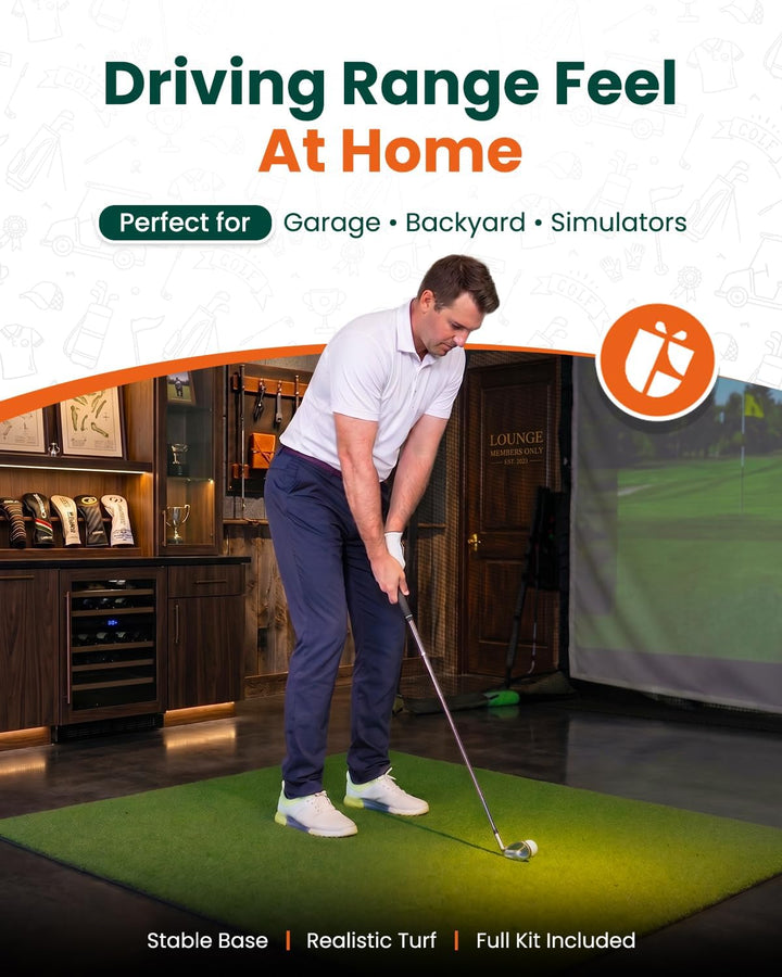 Golf-Schlagmatte für Indoor und Outdoor, Golf-Trainingsmatte mit Tragegurt, 10 PU-Golfbällen und 9 T