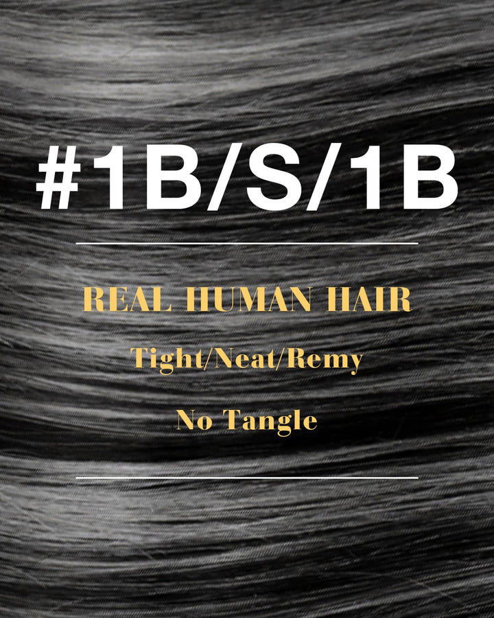 Hetto Extensions Echthaar Bondings Balayage Schwarz & Silber 40cm 50 Stück 1g/Stück – Natürliche Str