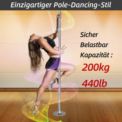 PRIOR FITNESS Pole Dance Tanzstange 45mm von 2,35 bis 2,74 m Höhenverstellbar,2 Modi: drehend/statis