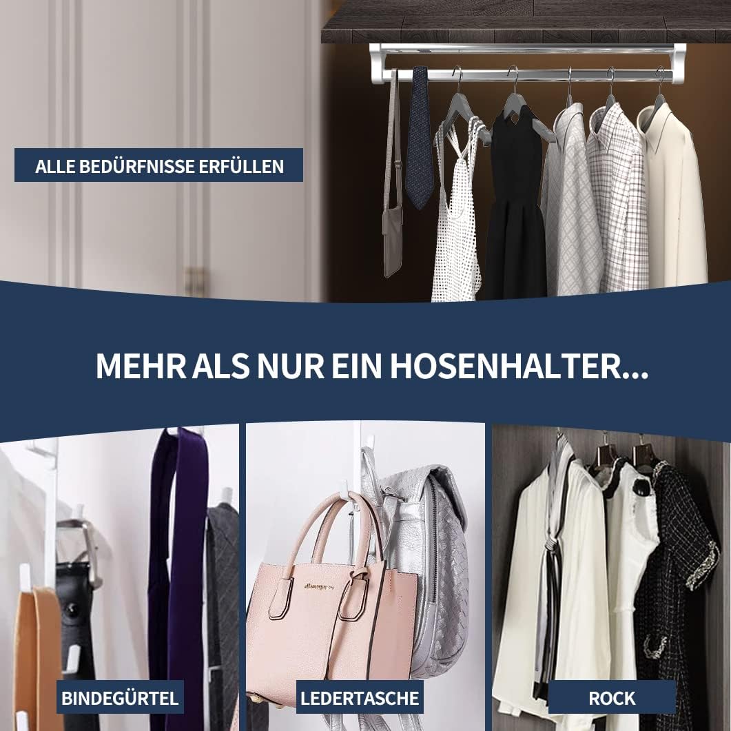 GIVROLDZ Ausziehbare Kleiderstange, Verschiebbarer Hosenbügel, Verstellbarer Organizer Kleiderstange