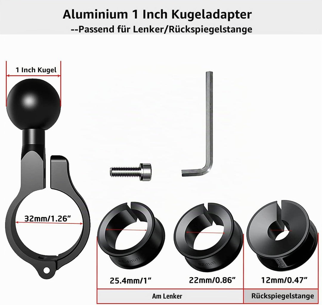iMESTOU 2 x Aluminium-Kugelbasis für Lenkerhalterungen, Kugeladapter passend für RAM-Handyhalterunge