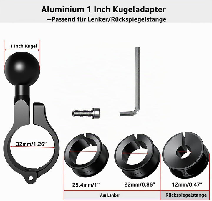 iMESTOU 2 x Aluminium-Kugelbasis für Lenkerhalterungen, Kugeladapter passend für RAM-Handyhalterunge