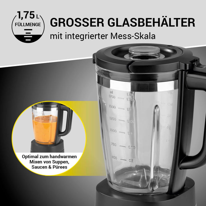 N8WERK Standmixer in der Midnight Edition | 3 Programme: Smoothie, Ice Crush, Auto Clean | 6-fach Ed