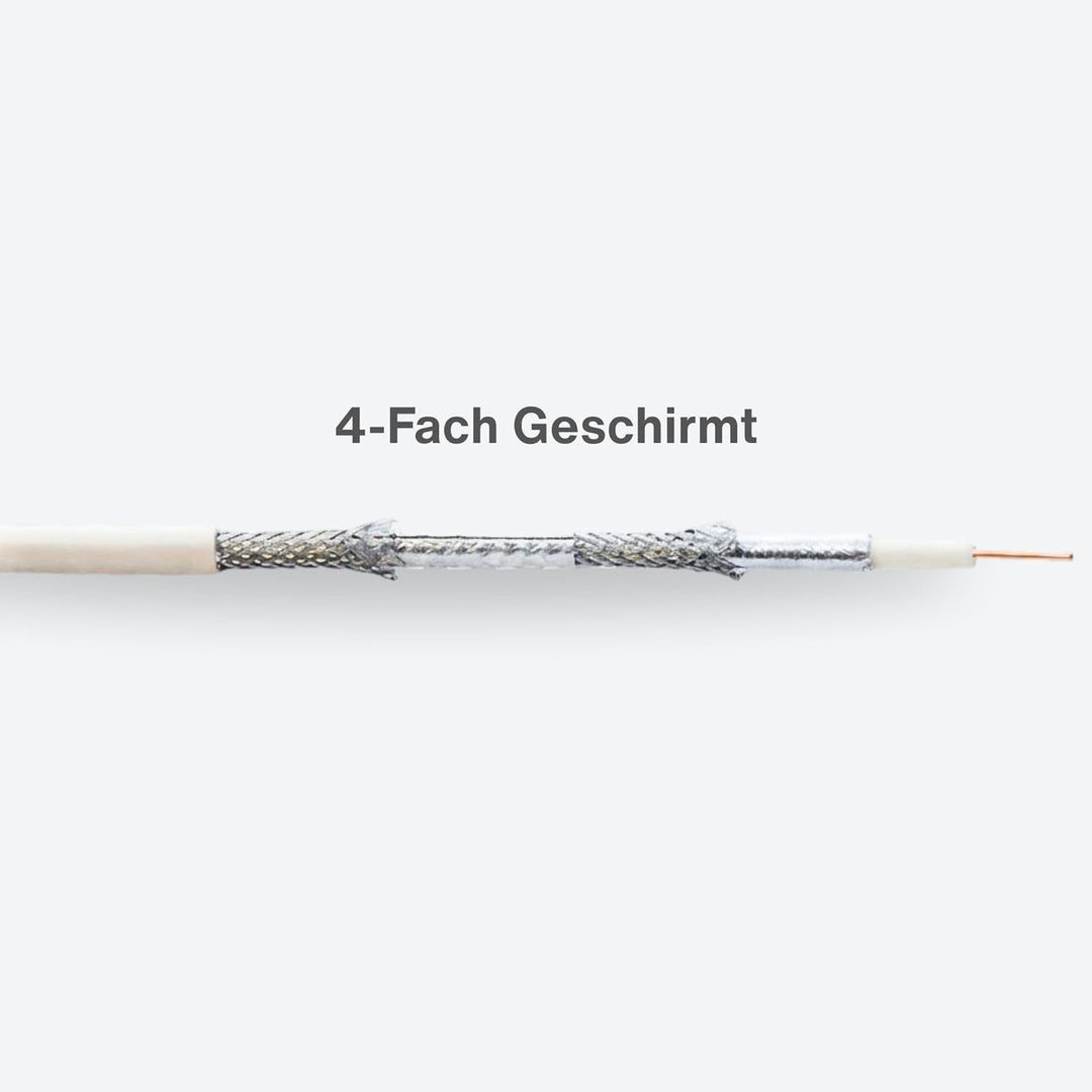 Premium X 500m Basic Koaxialkabel 135dB 4-Fach Kupfer-Stahl CCS Koax-Kabel SAT Antennenkabel RG-6 Cl