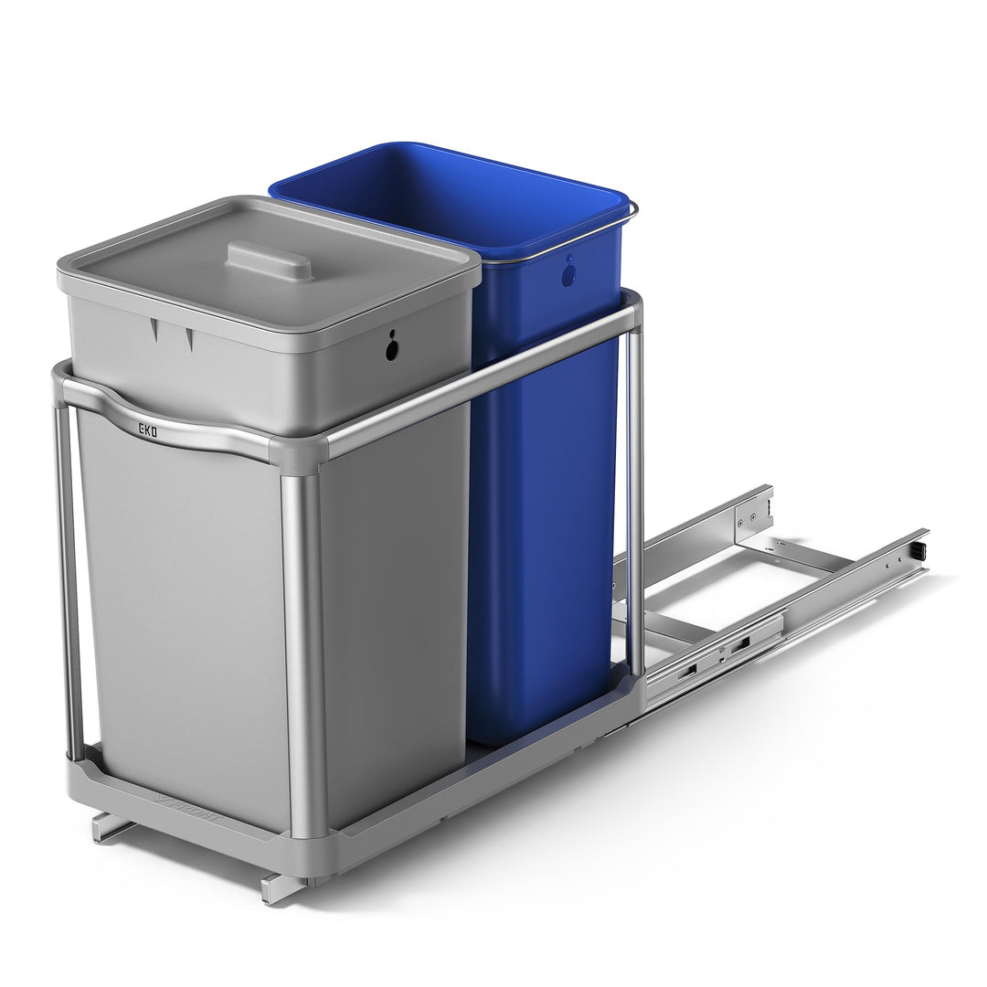 EKO DECO Mülleimer Küche Unterschrank, 34 L + 24 L, 2-fach Mülltrennsystem, ausziehbarer Mülleimer u