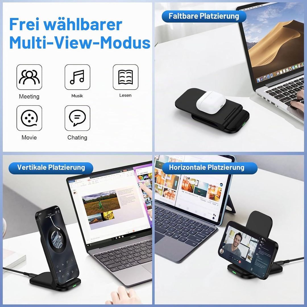 Fast Induktive Ladestation Samsung Wireless Charger Stand Faltbar für Google Pixel 10/9/8,15W Schnel