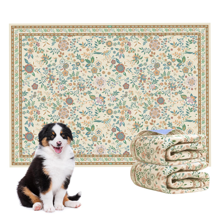 Baodan Welpen Unterlagen Waschbar, 2 Pack PIPI Matten für Hunde mit Blumenmuster inkontinenzunterlag