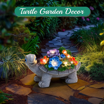 Linkax Geschenke für Frauen Mama, Solar Gartenfiguren Schildkröte Gartendeko für Draussen, mit 7 LED