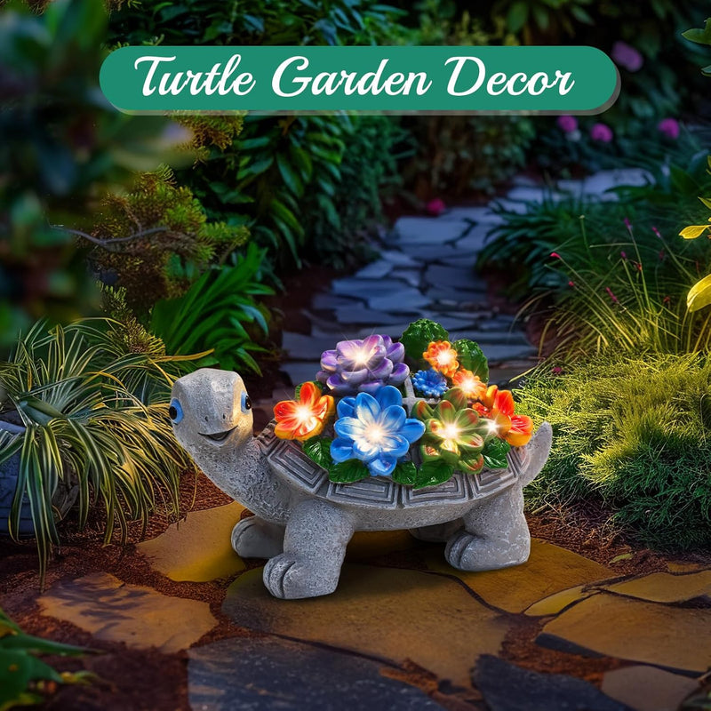 Linkax Geschenke für Frauen Mama, Solar Gartenfiguren Schildkröte Gartendeko für Draussen, mit 7 LED