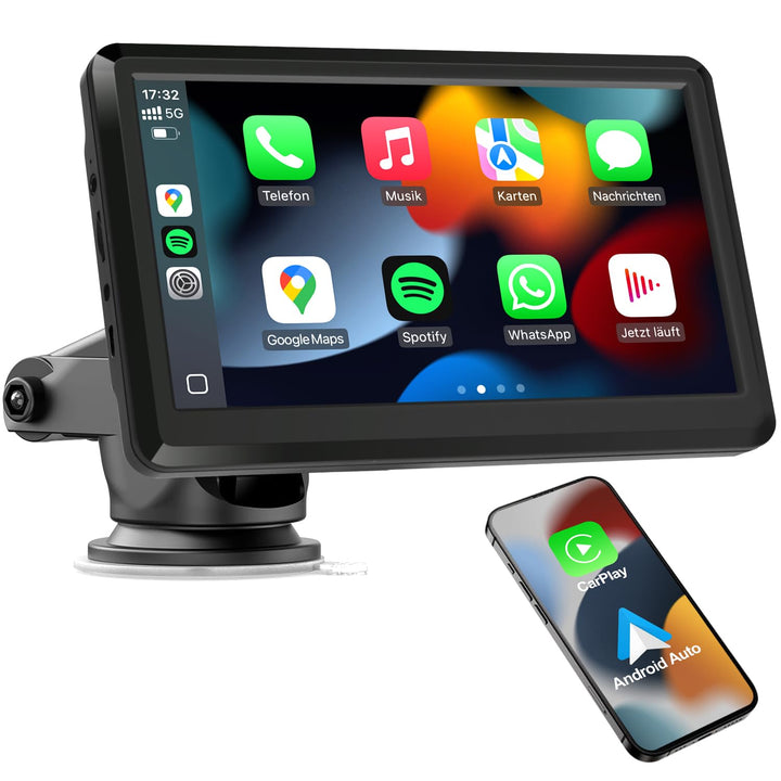 Wireless CarPlay Display, Tragbare Autoradio mit Android Auto,Touchscreen Bildschirm, MirrorLink, Sp