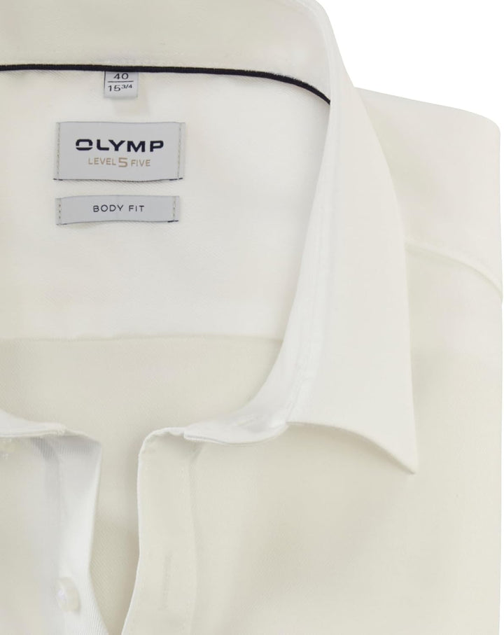 OLYMP Herren Oberhemd Langarm Level Five,Uni,Body fit,New York Kent 37 Hellbeige 20, 37 Hellbeige 20