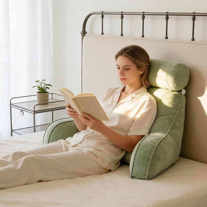 Extra Grosses Lesekissen mit Abnehmbarer Hülle, Ergonomisches Rückenstützkissen für Bett/Sofa, Gefül
