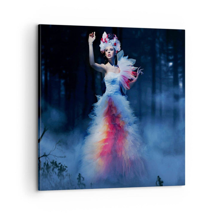 Bilder auf Leinwand Frau Geheimnis Nacht Wald Leinwandbild 60x60cm Wandbilder Dekoration Wohnzimmer