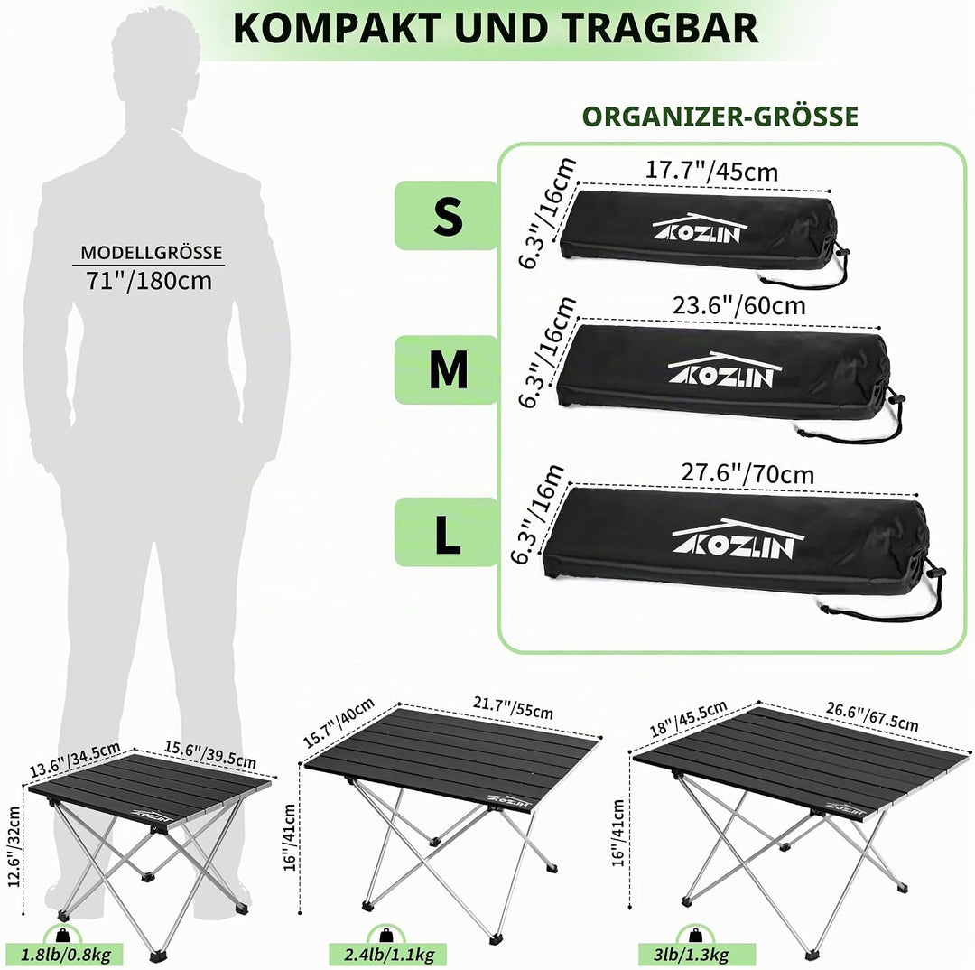 Campingtisch Klappbar, Klapptisch Camping, Tragbarer Picknicktisch Faltbar, Kleiner Aluminium-Klappt