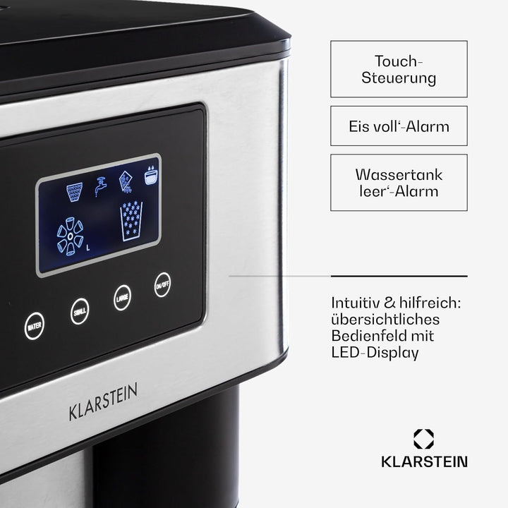 Klarstein Eiswürfelmaschine Klein, 1,8L Eiswürfelbereiter, Eiswürfelmaschine für Crushed und Bullet
