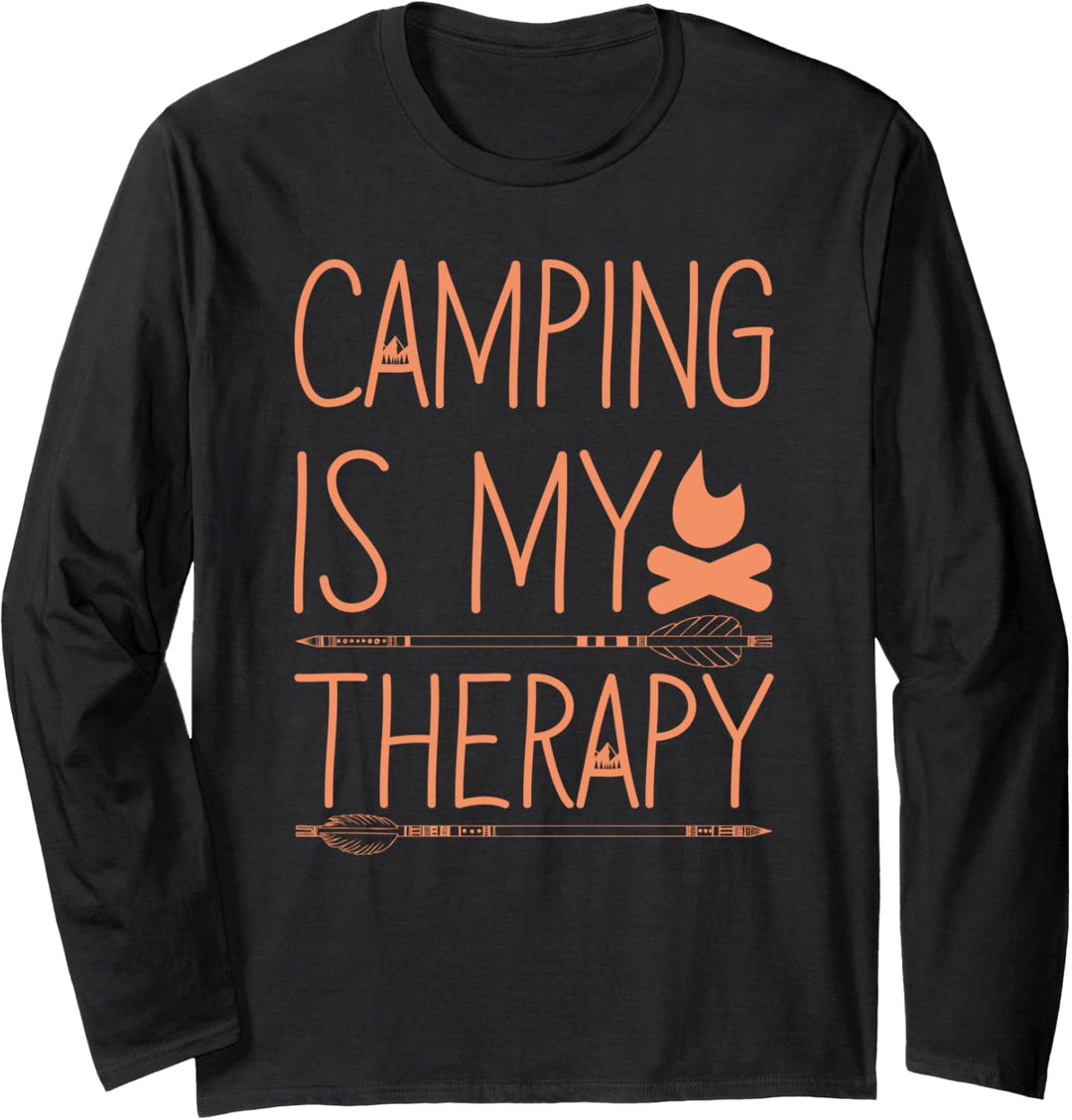 Camping is My Therapy Funny Camp Lover Life Camper Outdoors Langarmshirt