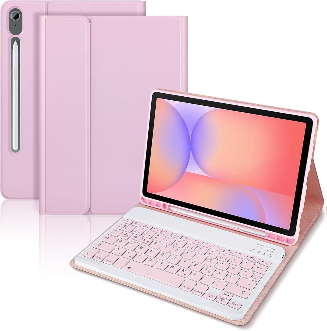 KTOITION Hülle mit Tastatur für Samsung Galaxy Tab S10 FE/S10 Lite/S9 FE/S9, Magnetisch Abnehmbare B