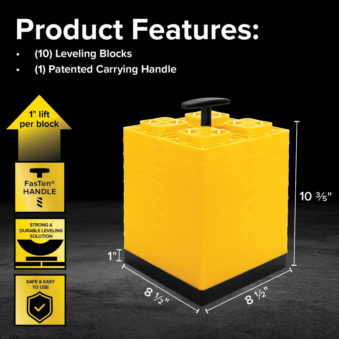 Camco Fasten 2x2 Leveling Block for Single Tires-Interlocking Design Allows Stacking to Desired Heig