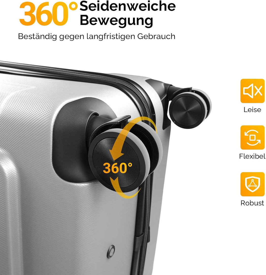 Bonnlo Kofferset 3 Teilig, Hartschale Koffer Set, Reisekoffer mit 4 Rollen, ABS-Trolley M-L-XL, mit