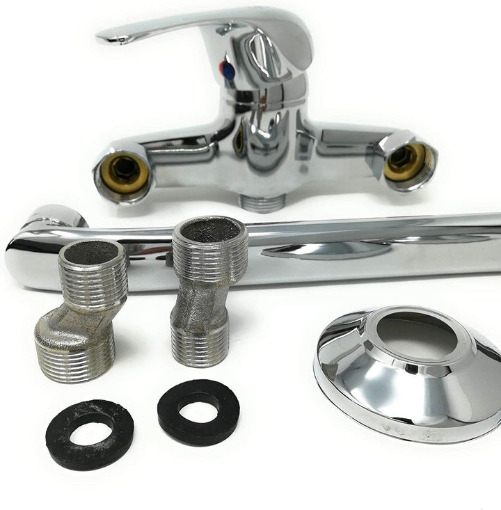 TEMPO DI SALDI Wandarmatur für Spüle Küchenarmatur Badewanne Hohe Messing verchromt Modern, Modern