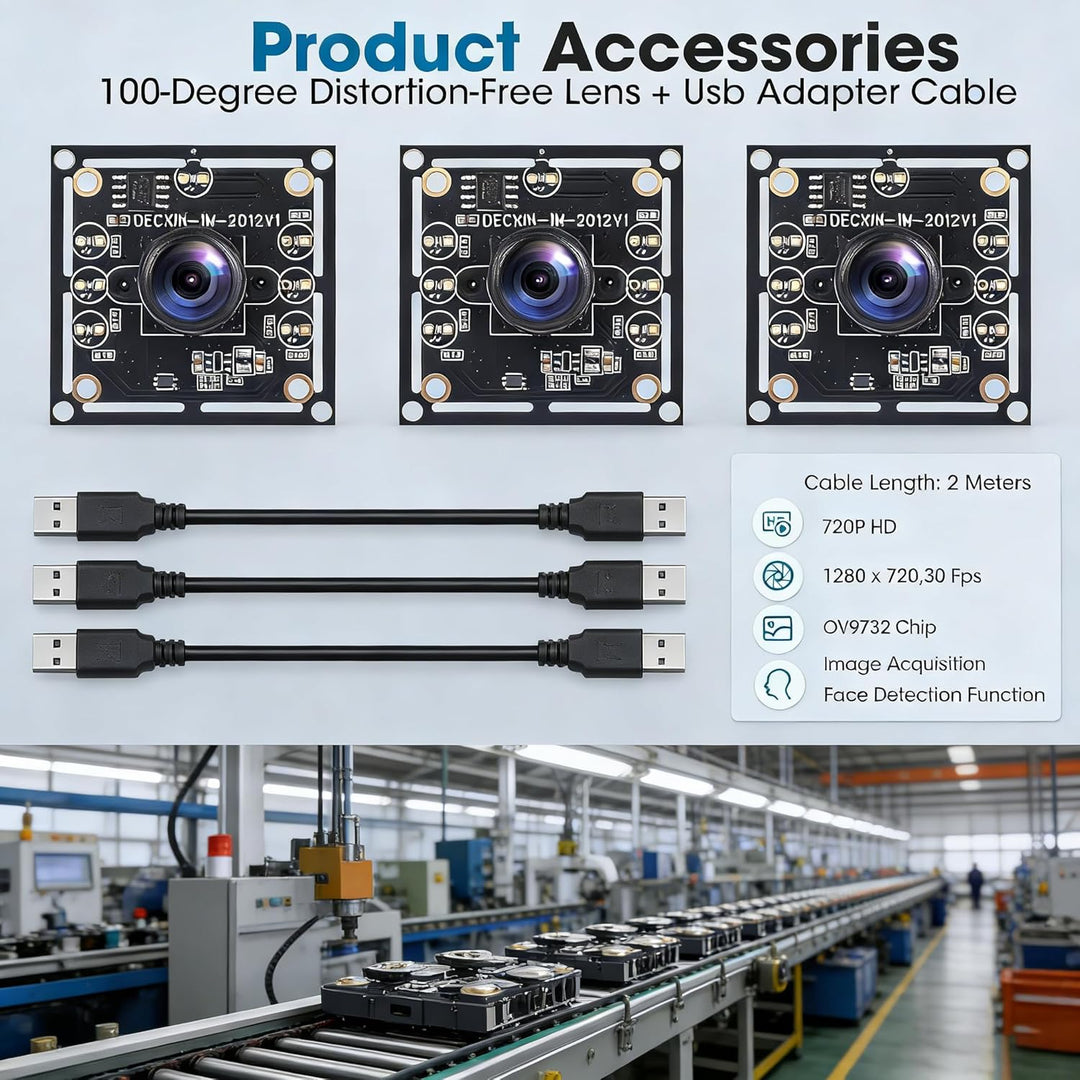 OV9732 Kameramodul 100° 3er-Set für Autodarts Dart Kamerasystem, 1280x720 HD, 30fps, USB 2.0, 2m Kab
