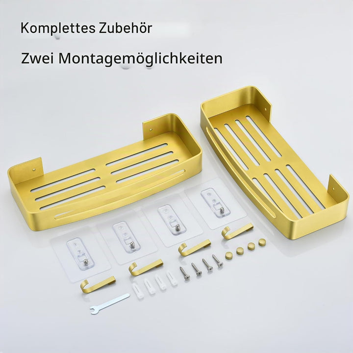 Duschablage Gold, Duschregal Ohne Bohren Dusche Regal für Badezimmer Rostfreies Shampoo Halterung Me