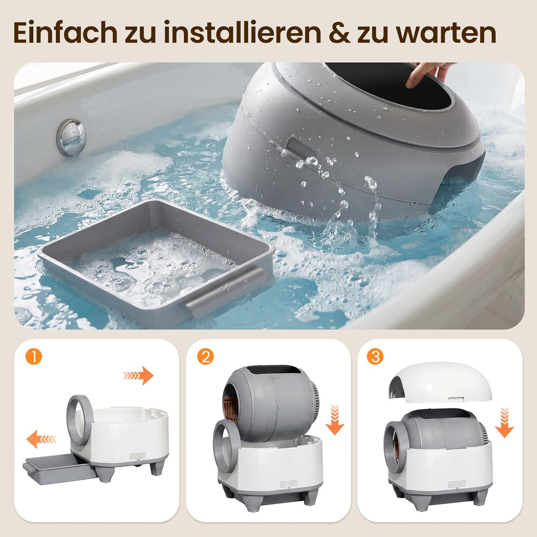 Devoko katzenklo selbstreinigend, 90L selbstreinigende katzentoilette mit niedrigem Einstieg/grossem