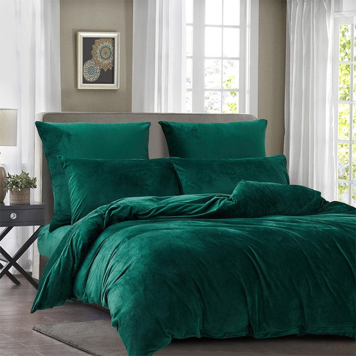 Damier Warme Winter Bettwäsche 135x200cm Grün Dunkelgrün Cashmere Touch Plüsch Bettwäsche Set 2 Teil