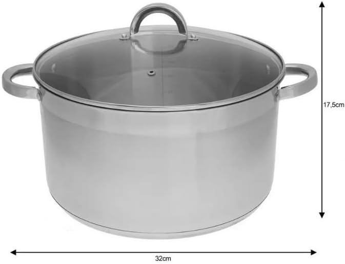 Topf Induktion Kochtopf, Premium Edelstahl, mit Glasdeckel Dampfloch, unbeschichtet, für alle Herdar
