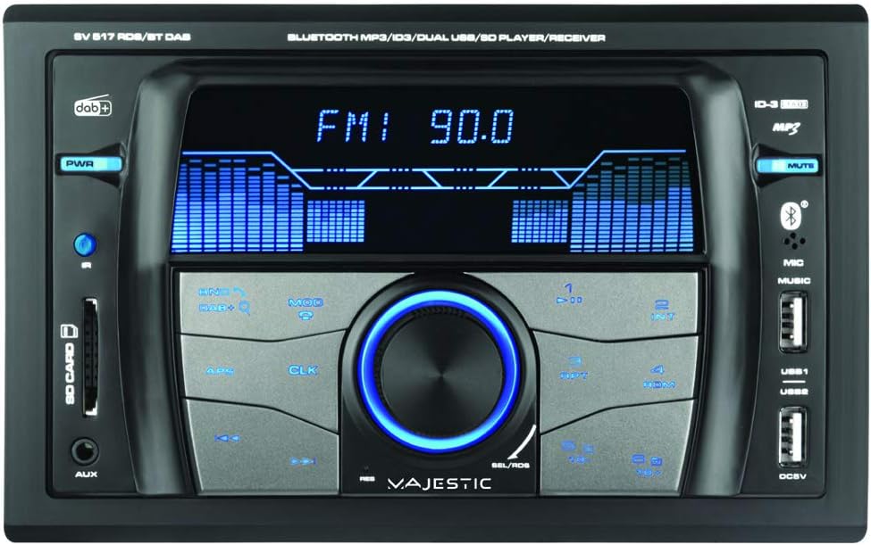 Majestic SV 517 RDS BT DAB Autoradio FM Stereo DAB+ Bluetooth, Dual DIN, USB/SD/AUX-IN, USB Charger,