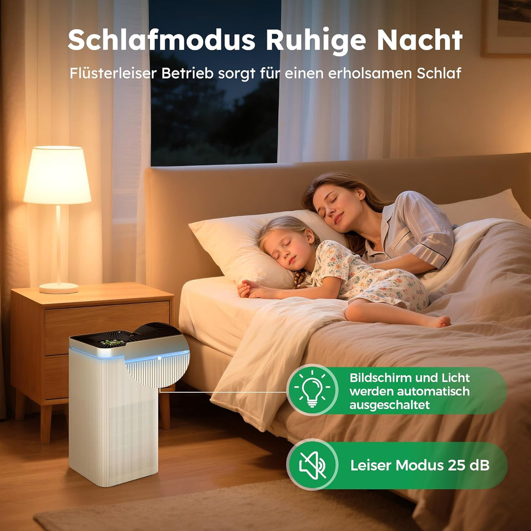 Luftreiniger Allergiker für 40㎡ (CADR 500m³/h) Air Purifier mit HEPA Luftfilter, Entfernt der schädl