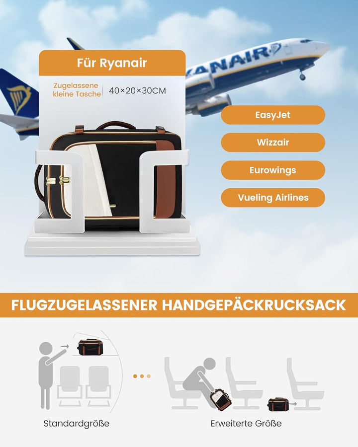 LOVEVOOK Ryanair Handgepäck 40x30x20, 24L Travel Handgepäck Rucksack für Damen und Herren, Ryanair R