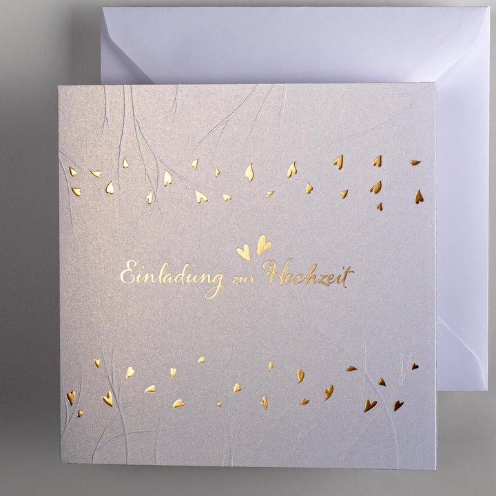 Art Nuvo HOCHZEITSEINLADUNGEN - SATZ 20 St, 135x135mm MIT BEDRUCKBAREN EINLAGEN UND UMSCHLÄGEN FÜR H