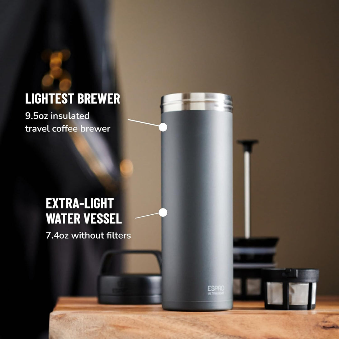 ESPRO – P0 Ultralight – Französische Kaffeepresse für Einzelportionen und leichte Trinkflasche für R