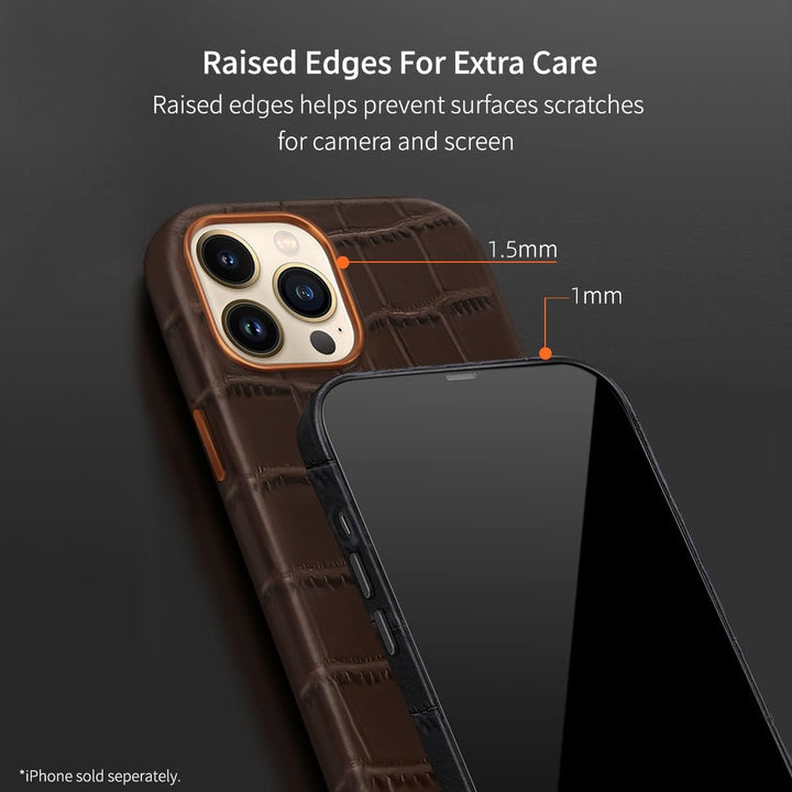 Docco Jette Entworfen für iPhone 12 / iPhone 12 Pro Lederhülle, echtes Rindsleder hülle geprägtes Kr