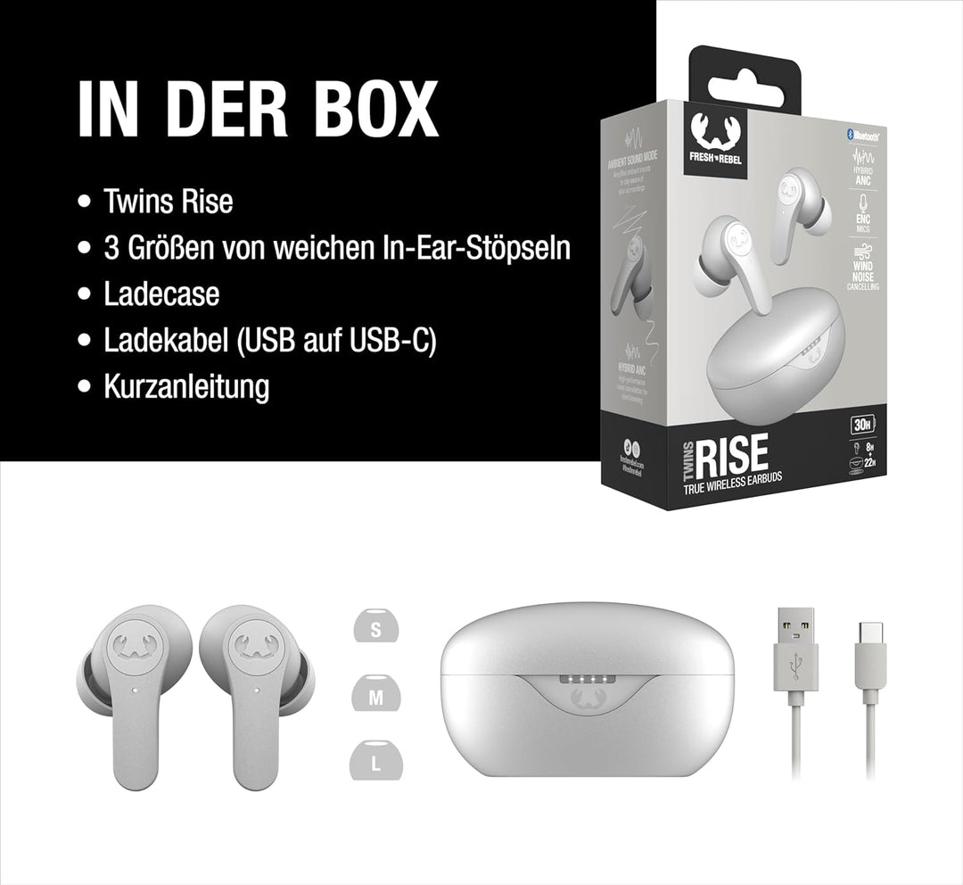 Fresh 'n Rebel Twins Rise, kabellose In-Ear-Bluetooth-Kopfhörer mit Geräuschunterdrückung, Ambient M