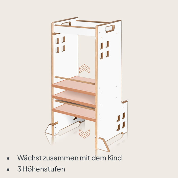 Lionelo CASS Kitchen Helper Küchenhelfer 2in1 Montessori Lernturm Ab 1 Jahr Höhenverstellbarer Siche