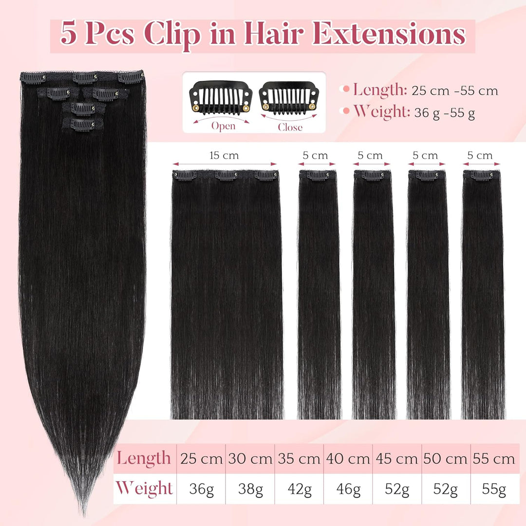 SEGO Clip in Extensions Echthaar Extensions Clip 5 Stück 7 Clips Human Hair Extensions Remy Echthaar