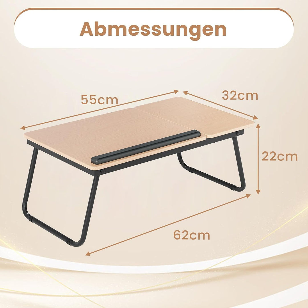 COSTWAY Laptoptisch klappbar, 4-Fach höhenverstellbar, Betttisch Notebooktisch faltbar, Betttablett