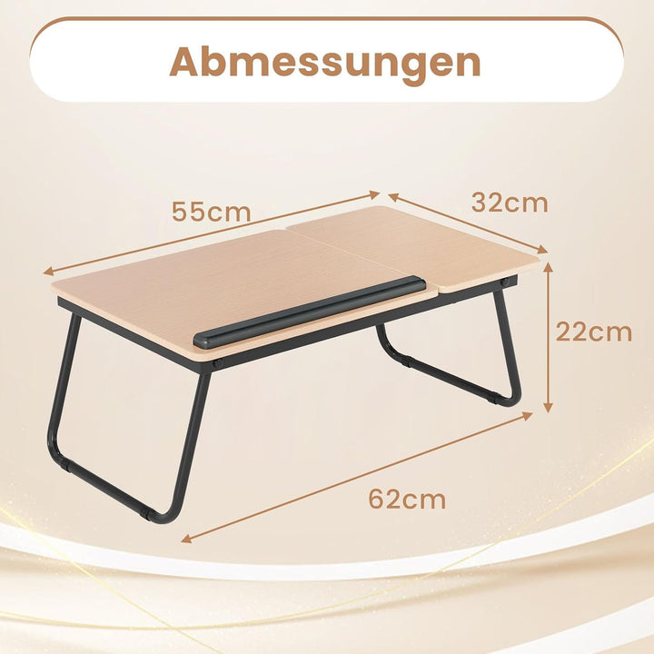 COSTWAY Laptoptisch klappbar, 4-Fach höhenverstellbar, Betttisch Notebooktisch faltbar, Betttablett