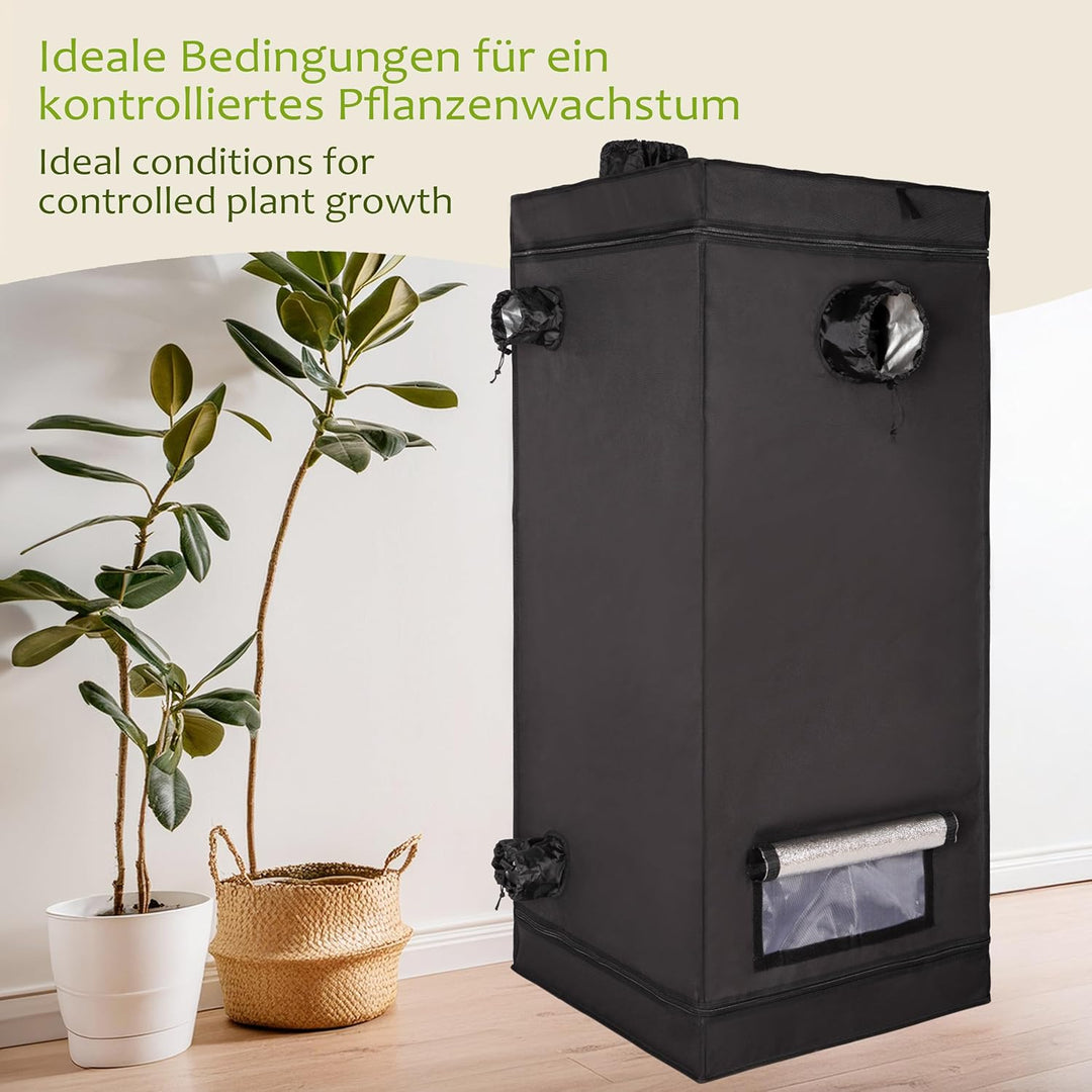 ONVAYA® Pflanzen-Zuchtzelt ǀ 60 x 60 x 140 cm ǀ lichtundurchlässig ǀ mit 5 Zugängen ǀ inkl. wasserfe