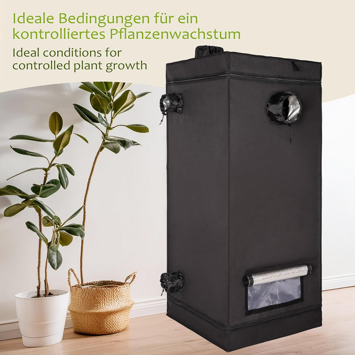 ONVAYA® Pflanzen-Zuchtzelt ǀ 60 x 60 x 140 cm ǀ lichtundurchlässig ǀ mit 5 Zugängen ǀ inkl. wasserfe